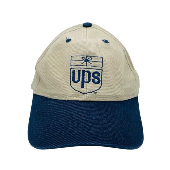Vintage UPS Hat Adult Tan Blue Snapback Cap - Picture 1 of 5